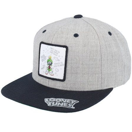Looney Tunes - Marvin The Martian Writing Heather Grey/Black Snapback Snapback Grey Cap - @ Hatstore