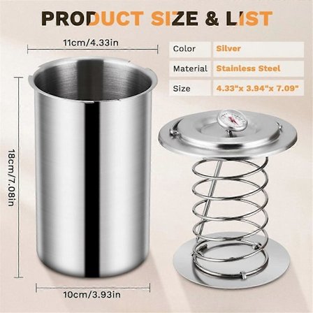 Trykkoger til skinke, kødpresser i rustfrit stål til fremstilling af hjemmelavet pålæg med termometer (FMY)