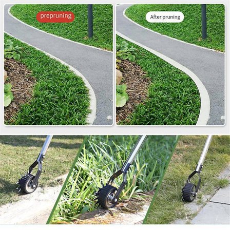 Kantklipper for plen, manuell håndholdt plenkantklipper, hjulrotasjonsklipper gresskantklipper for hage fortau (1,6 m)