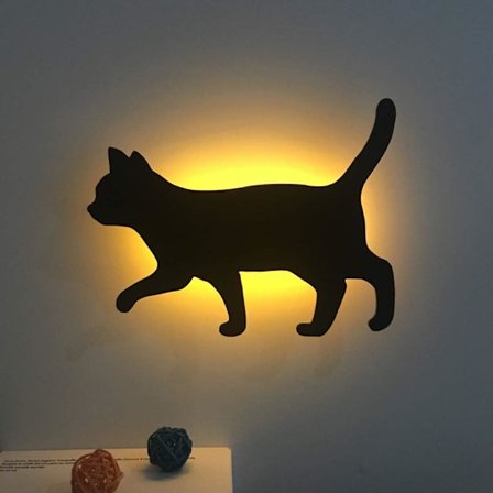 Svart kattlampa Svart kattlampa Röstaktiverad lampa Nattlampa för vardagsrum Sovrum Hallway Kök Dekoration
