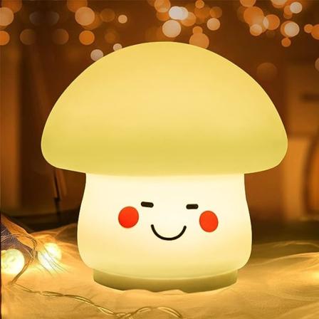 1 stk. Svampeformet lampe med 7 farveændringer USB genopladelig silikone