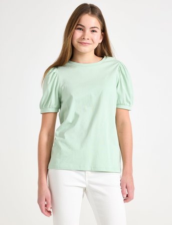 Lindex Top Basic Puff Sleeve - Green - 128