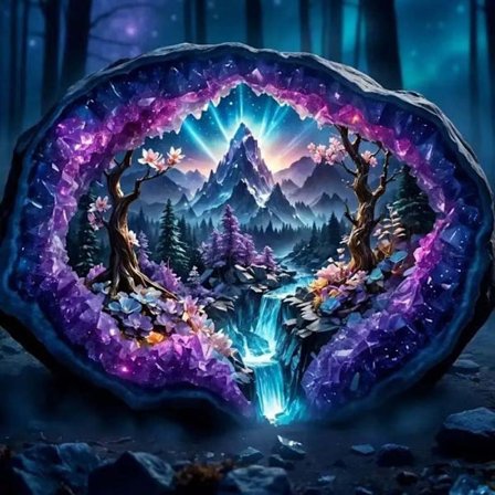 Diamantmaling & Diamantmaling – 5D DIY Full Drill Veggkunst (30×30 cm), Foss & Mystisk Skog