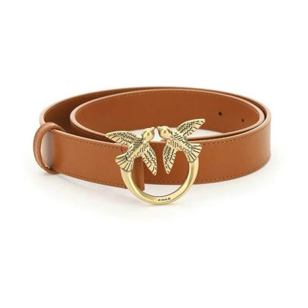 Pinko, Love birds leather belt Bruin, Dames, Maat:XS