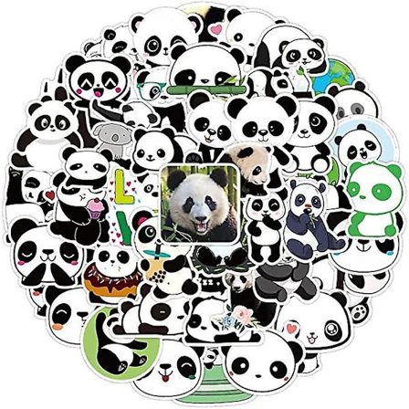 GHYT 50 kpl vedenpitävät panda-tarrat vinyyli DIY panda-tarrat juhlatarvikkeet vedenpitävät koristeelliset sarjakuvatarrat tietokoneelle, 
