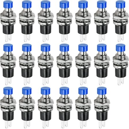 Mini Trykknap Momentary Kontakter, Ampper 2 Ben Tænd Sluk 1A 250V AC 7MM Rund SPST Normalt Lukket Momentary Trykknap Kontakter