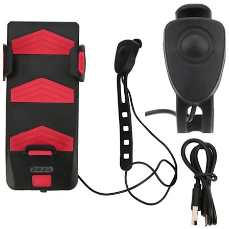 Multifunktionel 4 i 1 cykel lygte Telefonholder Cykelhorn Powerbank Cykel Forlygte