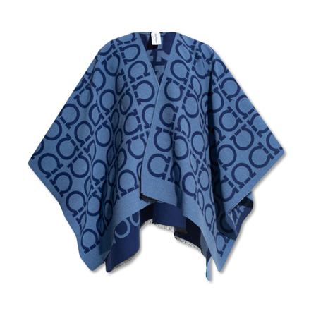 Salvatore Ferragamo, Wool poncho Blauw, Dames, Maat:ONE Size,wol
