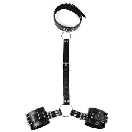 Slave Collar-håndjern bak ryggen, bondage-stropper PU-lær BDSM Bondage-sett Sexleketøy for kvinner og par
