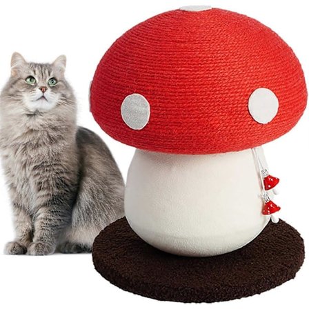 Svamp Klätterträd för Katter, Klösstolpe för Kattungar med Mini Svamp Leksak, Multifunktionell Interaktiv Kattlekplats (34*28cm)