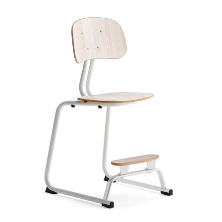 Skolestol YNGVE, medestel, hvid, ask, H 520 mm