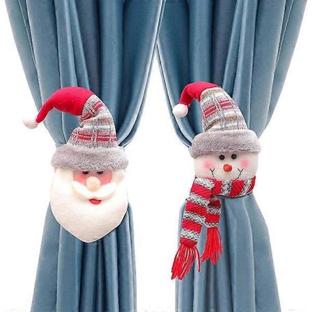 Sæt med 2 julegardinsæt Snemand Julemand Ophæng