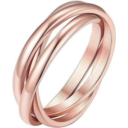 18k Pläterad Interlåsande Rullande Oro Ring För Ångest För Kvinnor Och Män, Rostfritt Stål/tricolor/regnbåge/rosguld/svart/guld Stackningsring5