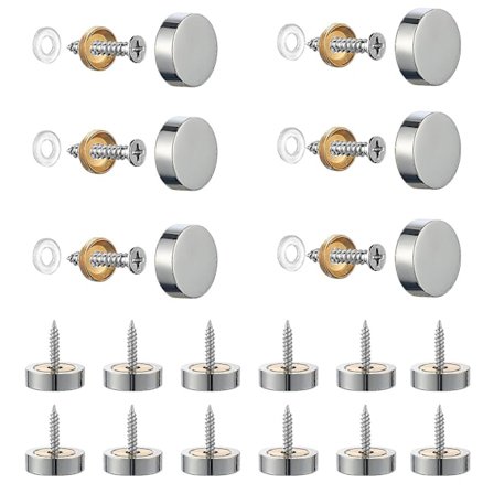 20 kpl Harjattua Ruostumattomasta Teräksestä Valmistettuja Ruuveja Koristekansien kanssa Peileille, Pöyille, Levyille, Kaappeille, Lasipaneelille, 