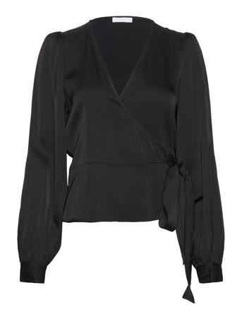 2Nd Harlow - Fluid Satin Bluse Langermet Svart 2NDDAY*Betinget Tilbud