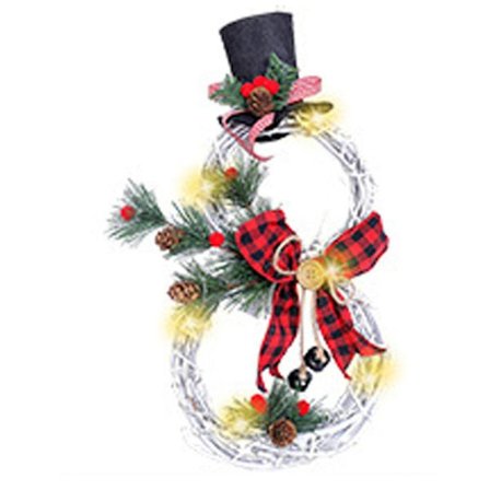 God Jul-girland med LED-ljus Juldekoration Dörrhängande Kranshänge (svart+röd)