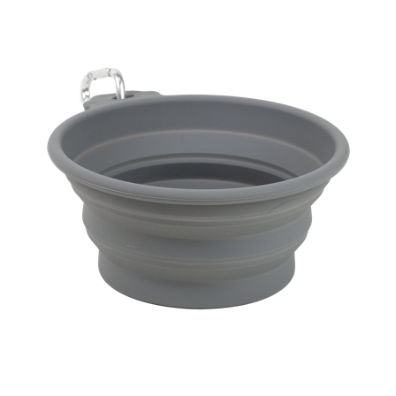 Selected by ZOO - Sammenleggbar reiseskål Soft Grey L 700 ml, 17x15 cm, sammenleggbar - Hund - Matplass & vannautomater for hund - ZOO.no