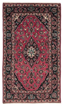 Anudada A Mano Keshan Alfombra 94X163 De Lana Negro/Rojo Oscuro Pequeño