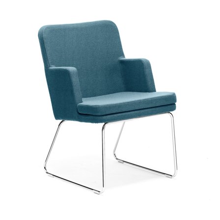 Sessel EASY, Kufengestell aus Chrom, Medley-Stoff, ozeanblau