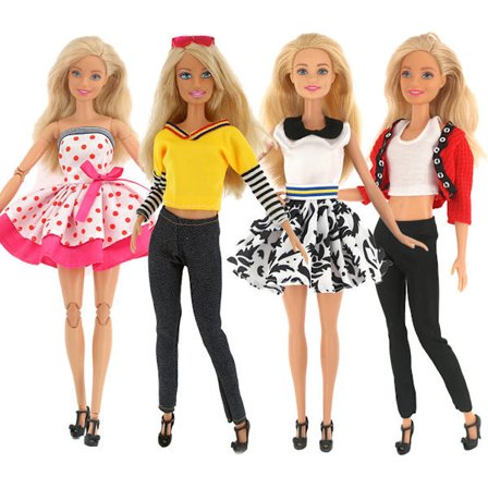 Barbie moteantrekk, 4 deler, 4 dukketilbehør, for ch