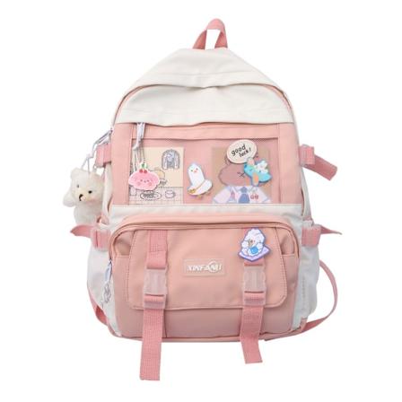 Kvinder pige rygsæk skuldertaske skoletaske Korean College Early Student Stor kapacitet rejsetaske Pink 43*13*30cm