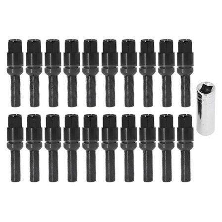 M14x1.5 Hjulbolte Kegleformet Sæde 45mm Skaft 17mm Hex Hjul Tilbehør Universal til Bil Sort