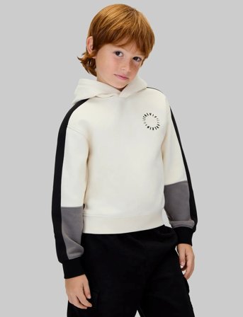 Calvin Klein Brushed Fleece Clr Block Hoodie - Cream - 164