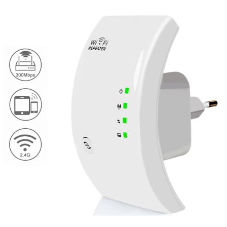 WiFi-repeater, Kraftfull WiFi-förstärkare, WiFi-förlängare N300, WiFi-signal förstärkare, 1 Ethernet-port, Täcker upp till 200