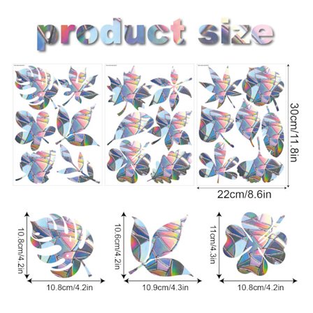 Staattinen sateenkaaren lasitarra, 19 linnun varoitus ikkunatarraa
