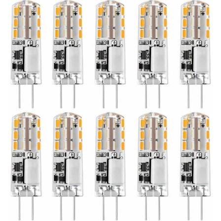 G4 LED-lampor 12V AC/DC Varmvitt 3000K 120LM,2W,15-20W Halogen G4 Energisparande JC Typ Bi-Pin Ersättningskapsel, Icke-Dimbart Ljus(10st) KLB