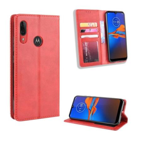 Bofink Vintage läder Motorola Moto E6 Plus fodral - Röd Röd