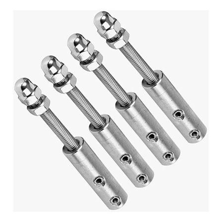 4 stk. 4 mm vaier-skrueterminaler - Rustfritt stål vaierstrammer for spenningsfeste (4 x 3 mm)