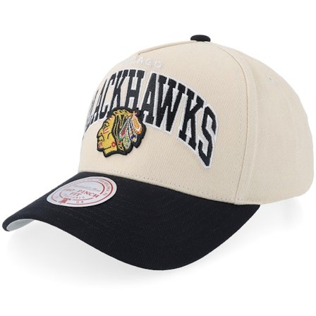 Mitchell & Ness - NHL Beige adjustable Cap - Chicago Blackhawks Pro Crown NHL Sand/Black/Grey A-Frame Adjustable @ Hatstore