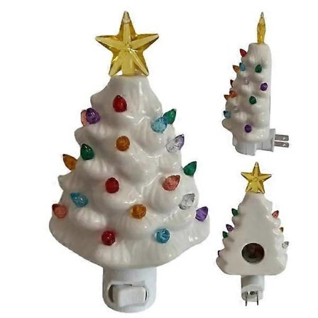 Julbordsdekorasjon LED Tre Halloween Dekor Keramisk Tre Juletre Gresskar Belyste Halloween Dekorasjoner 15.1cm