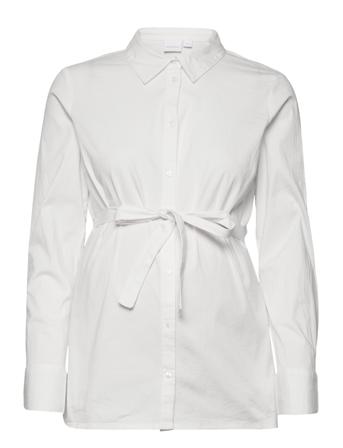Mlreno Lia L/S Wo Shirt 2F Långärmad Skjorta Vit Mamalicious