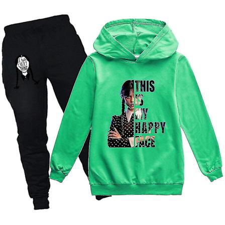 Wednesday Family Hoodie Barn Unisex Pakke Addams Genser Klesplagg V1 k grønn2 160cm green2