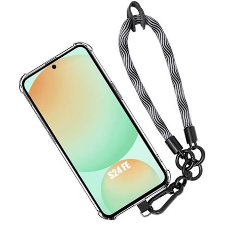 Beskyttelsescover - BOOLING - til Samsung Galaxy S24 FE - Transparent - Fleksibel - Aftageligt grå armbånd