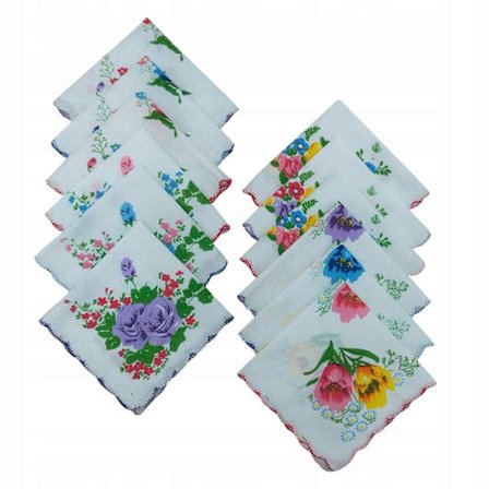 12x Dame Klud Lommetørklæder, Dame Lommetørklæder Firkantet Lomme 28cm Gave (LGL)