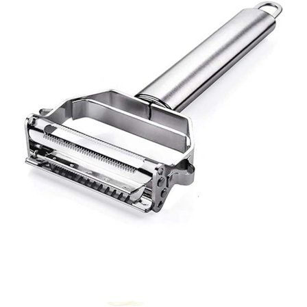 Multifunksjonell rustfritt stål skreller, grønnsak- og fruktskrelle - Håndholdt rivjern i matkvalitet, tåler oppvaskmaskin