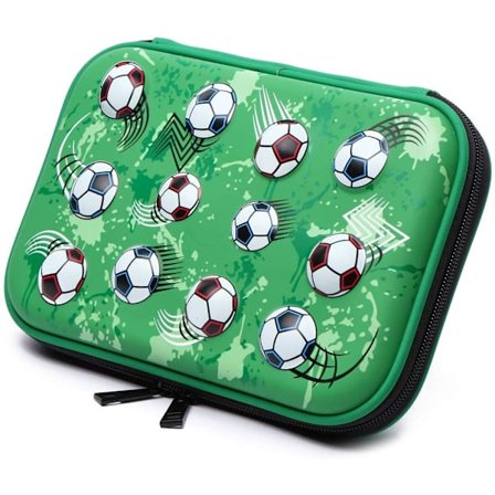 Sød Blyantsæske Blyantboks til Børn, 3D Fodbold Stor Kapacitet Hård Skal Blyantsækker til Skole Kontorartikler Blyantpung med Lynlås