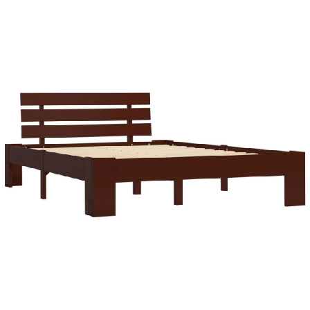 Vidaxl Sängram Mörkbrun Massiv Furu 140x200 Cm Brun