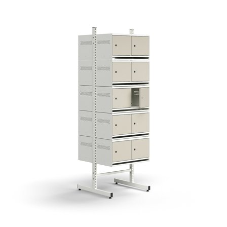 Schuhschrank ENTRY, Unterschrank, 20 Metalltüren, 1800x600x600 mm, weiß/grau