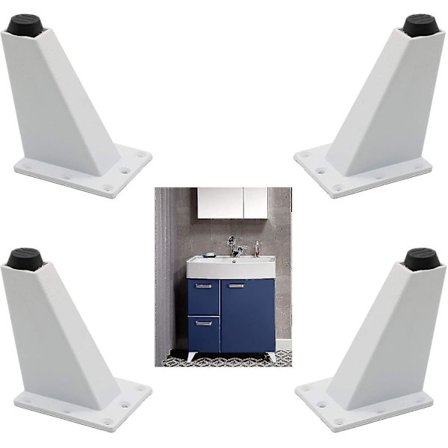 4 stk. Justerbare fødder møbelben køkkenben arbejdsbord bar tv-bordben, aluminiums møbelben - hvid