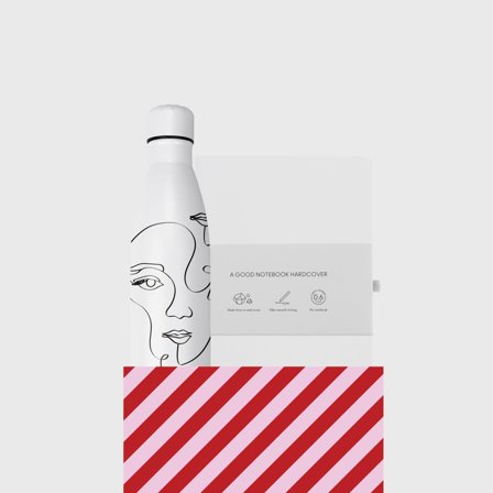 White Thermal Bottle & Stone Paper Notebook Bundle | agood company