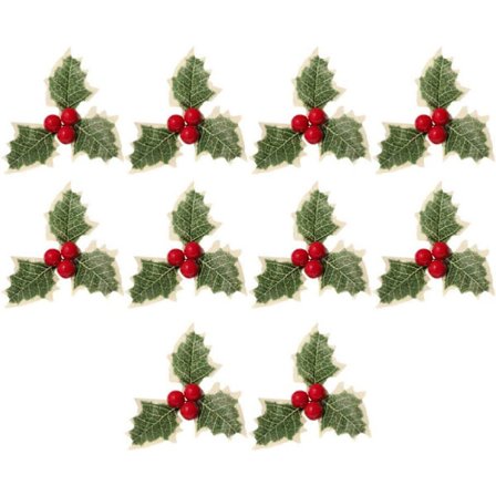 30 stykker Jul Kunstig Kristtorn med Grønne Blade, Elegante Håndværks Guld Bær til Juletræ Fest Festival Party Dekorationer