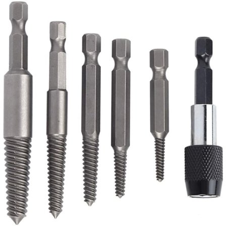 Sett med hodeløse skrueuttrekkere, boltuttrekker sett skruebor Stud fjerning verktøy gjengeverktøy med hurtigskift chuck