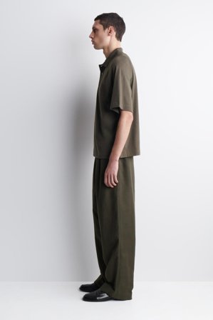 COS Bawełniano-Lniana Koszulka Polo O Luźnym Kroju in Brązowy