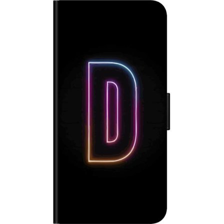Kompatibel Tegnebogsetui til Samsung Samsung Galaxy Note10 Lite Minimalistisk neonbogstav D i farveskiftende lys mod sort baggrund i moderne digital d