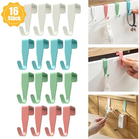 Dørkroker i rustfritt stål, 16 dørkroker, kleskroker, frakkekroker for utendørs husdører for oppheng på skapdører og romdører