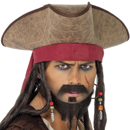 Brun Pirathatt med Dreads og Perler